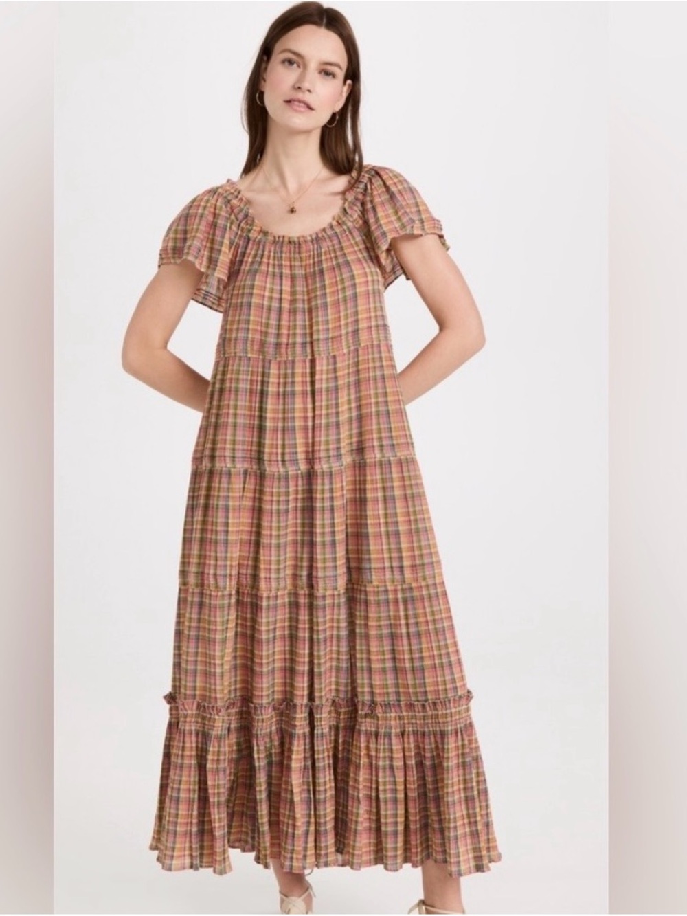 THE GREAT. The Nightingale Dress in Bright Summer Plaid XS
